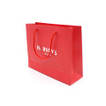 Luxury Boutique Logo Customized Red Big Europe Gift Tote Paper Foldable Shopping Bag for Shoes Packaging